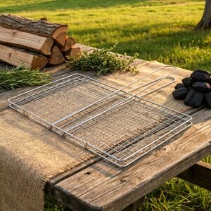 Heavy-Duty Stainless Steel BBQ Grill Basket � Long Handle & Durable Construction