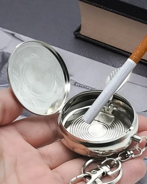 Mini Stainless Steel Ashtray � Portable with Secure Lid for Travel
