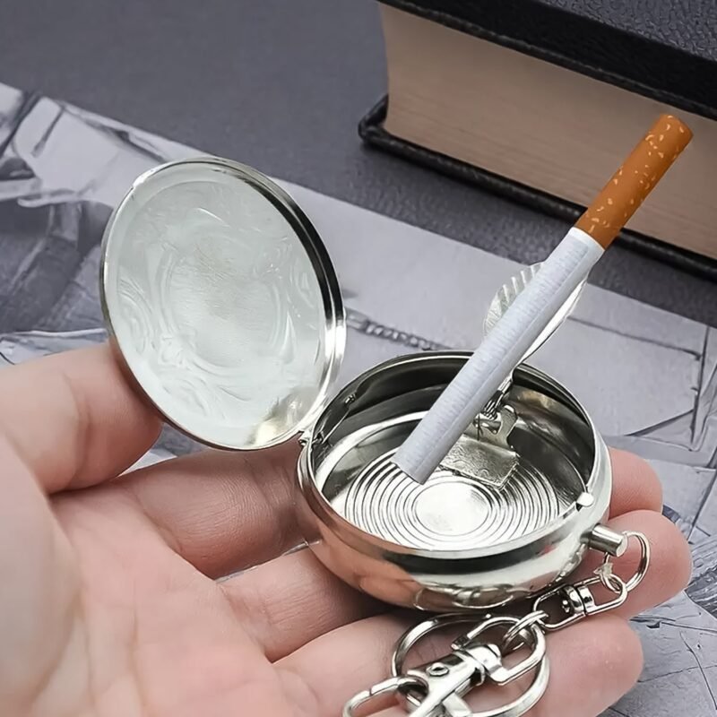 04_649538b5-8c8e-4c8a-b0c8-d9cb32428cef.jpg Mini Stainless Steel Ashtray � Portable with Secure Lid for Travel
