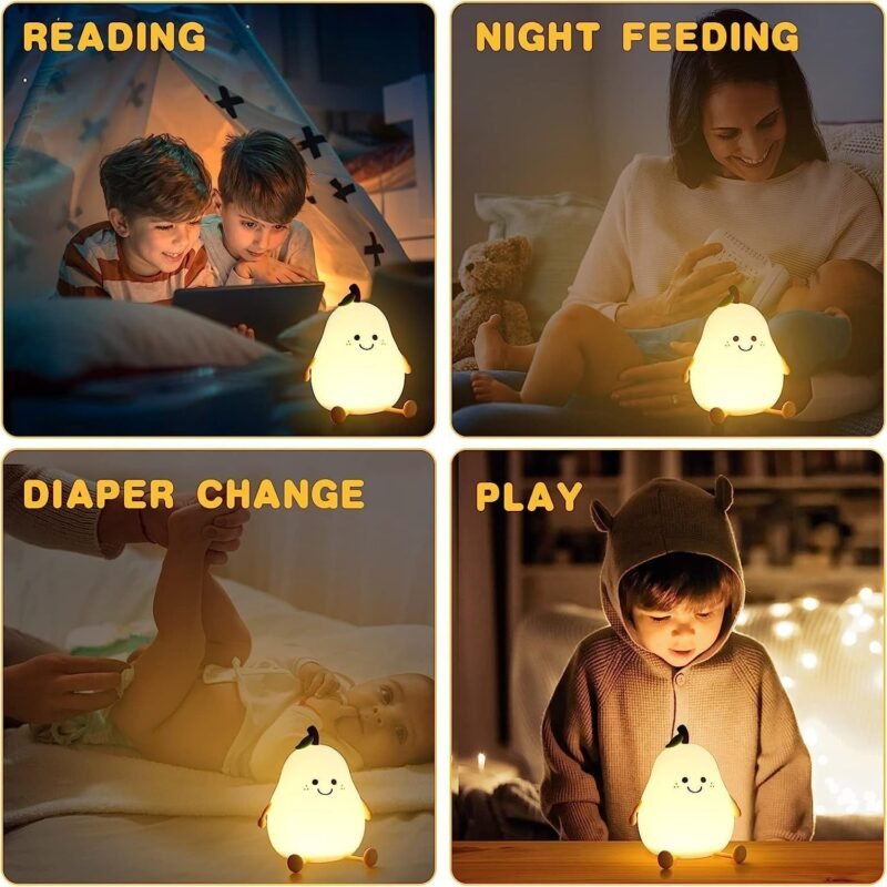 Pear Silicone Night Lamp – Multi-Color LED & Touch Control