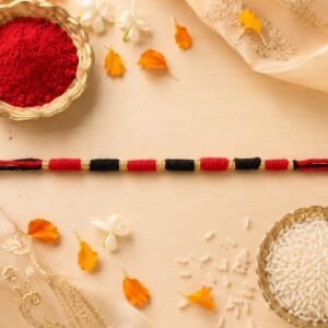 Handmade Rakhi � Traditional Beaded Thread with Golden Accents