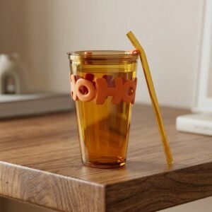 Glass Tumbler with Lid and Straw � Leak-Resistant & Stylish