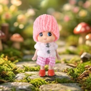 Mini Doll Keychain – Adorable Soft Knitted Cap & Vibrant Design