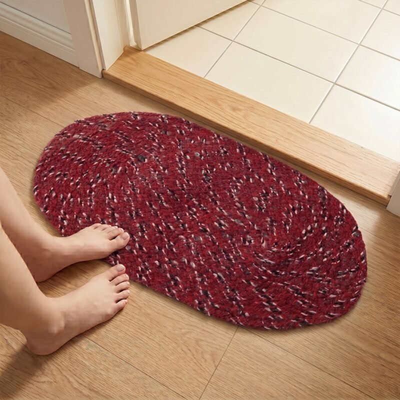04_da9ce588-04c6-4309-b329-f926b624ac81.jpg Red Oval Non-Slip Floor Mat � Durable & Soft for Indoor Use