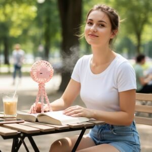 Rechargeable Portable LED Fan – Flexible Tripod & Quiet Cooling