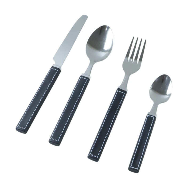 Stainless Steel Cutlery Set – 24-Piece with Plastic Handles & Tray