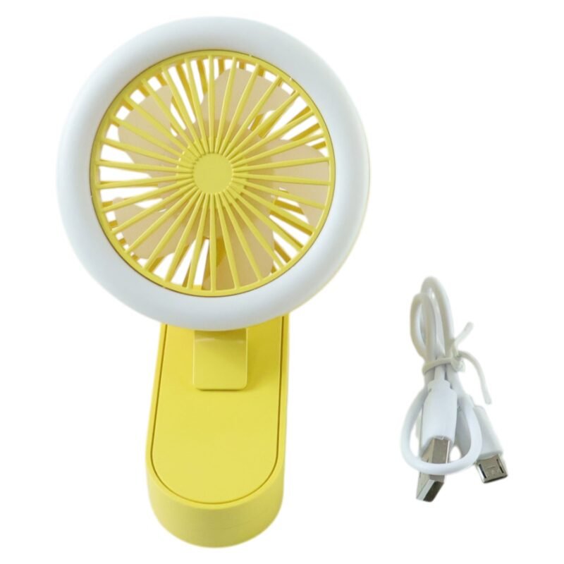 Mini Table Fan – Rechargeable with LED Light and Adjustable Angle