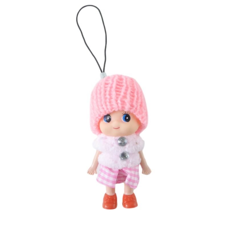 Mini Doll Keychain – Adorable Soft Knitted Cap & Vibrant Design