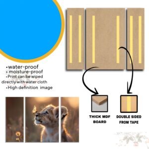 Lion Cub Wall Art � Vibrant 3-Panel MDF Wall Decor