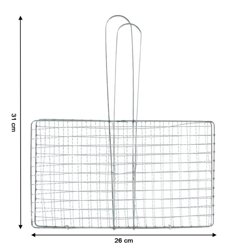 Heavy-Duty Stainless Steel BBQ Grill Basket � Long Handle & Durable Construction