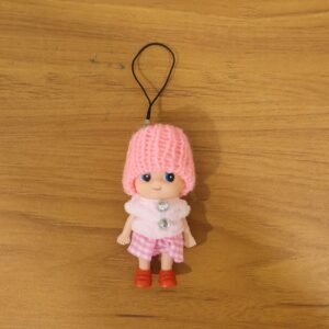 Mini Doll Keychain – Adorable Soft Knitted Cap & Vibrant Design