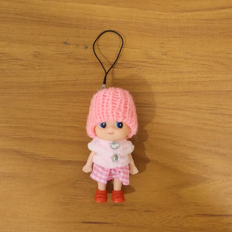 Mini Doll Keychain – Adorable Soft Knitted Cap & Vibrant Design