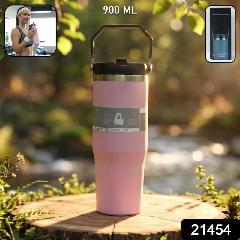 Stainless Steel Travel Tumbler – 900 ML Insulated with Handle