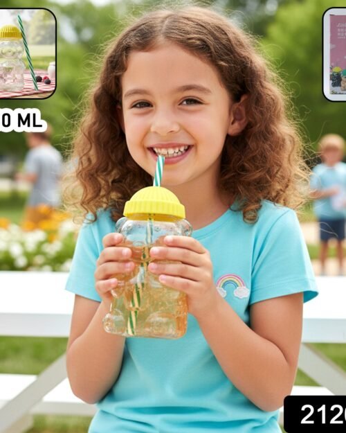 Bear Shape Kids Drinking Cup with Straw – 350ml Fun Hydration