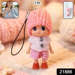 Mini Doll Keychain – Adorable Soft Knitted Cap & Vibrant Design