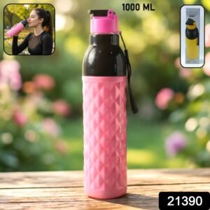 1000ML Leakproof Diamond Pattern Water Bottle – Stylish Grip