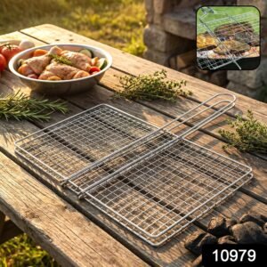 Heavy-Duty Stainless Steel BBQ Grill Basket � Long Handle & Durable Construction