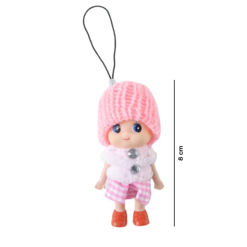Mini Doll Keychain – Adorable Soft Knitted Cap & Vibrant Design