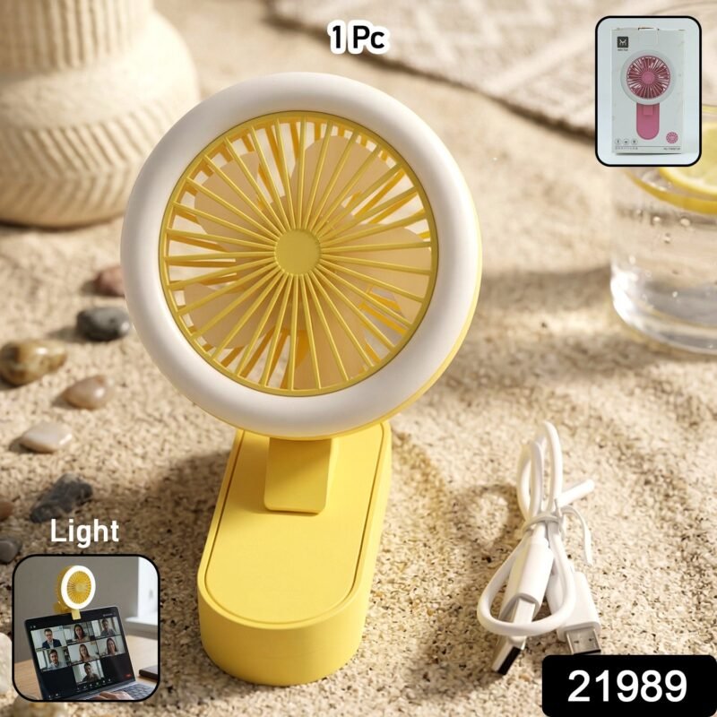 Mini Table Fan – Rechargeable with LED Light and Adjustable Angle