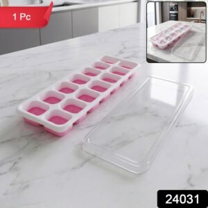 10_icetray.jpg Plastic Ice Cube Tray � Durable with Lid for Easy Freezing