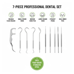 Stainless Steel Toothpick Set � 7-in-1 Portable Dental Kit | AuriGlam