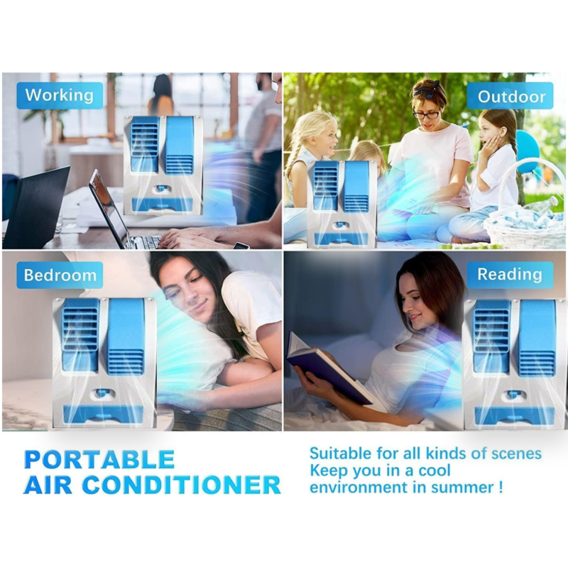 Dual Bladeless Mini Air Conditioner – USB & Fragrance</title_html>