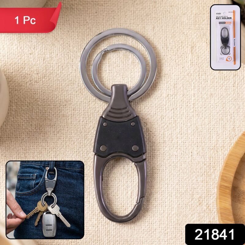 21841.jpg Metal Key Holder – Durable Dual Ring with Rotating Swivel