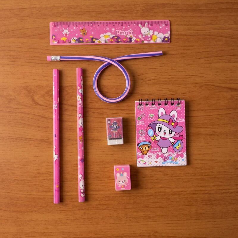Kids Stationery Set � 7-in-1 Cute Pink Gift Pack for Girls