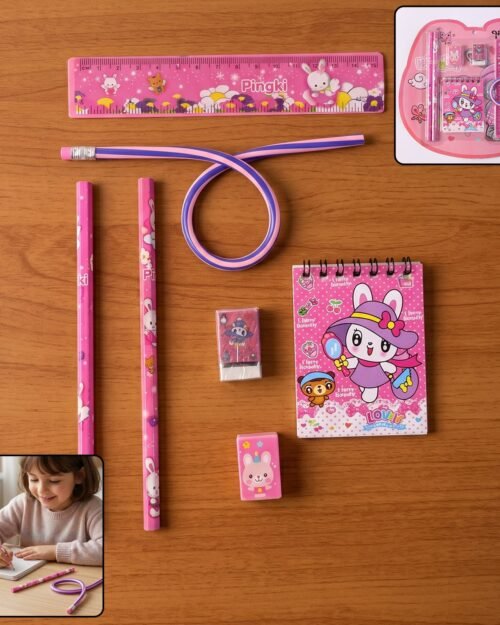 23447_main_1.jpg Kids Stationery Set � 7-in-1 Cute Pink Gift Pack for Girls