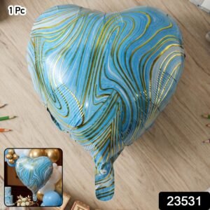Blue Marble Heart Foil Balloon � Bright & Festive Party Decor