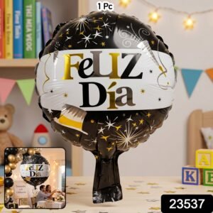 23537.jpg Black Gold 'Feliz Dia' Foil Balloon � Bright Party Decor for Celebrations