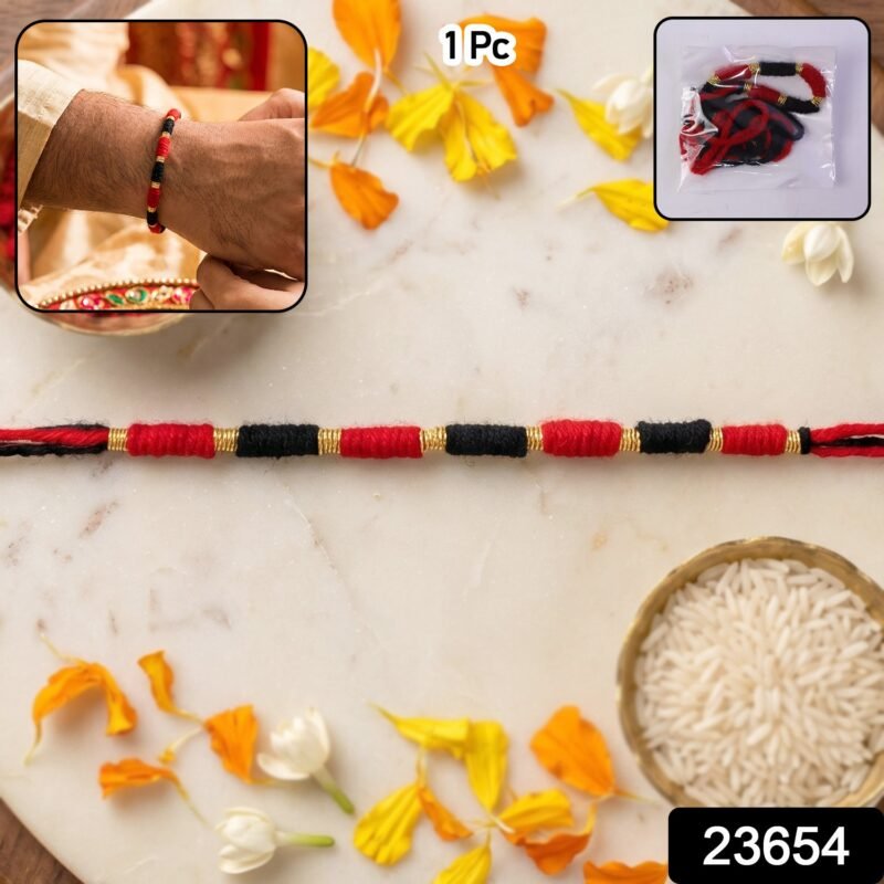 Handmade Rakhi � Traditional Beaded Thread with Golden Accents