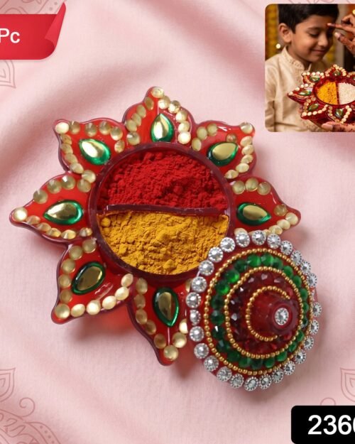 Decorative Kumkum Dani � Handcrafted with Stone Work Lid