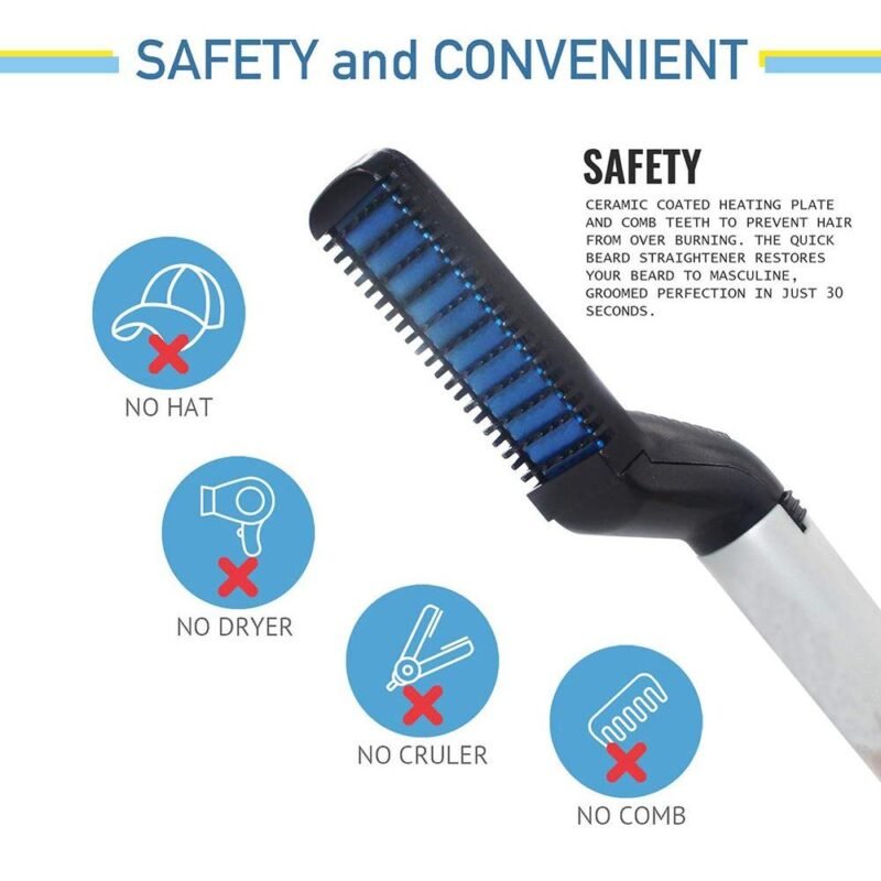 2_d249465d-d9a9-4f60-88ec-708deef6baf6.jpg Men's Hair & Beard Straightener – Quick Styling Comb | BraveVault
