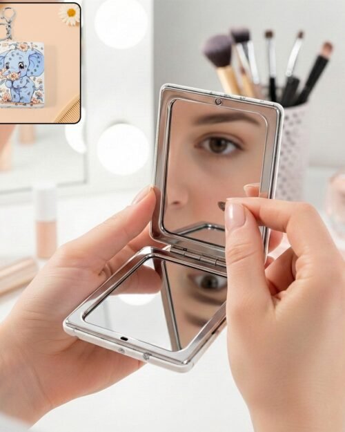 Foldable Mirror Keychain – Compact, Cute Elephant Design