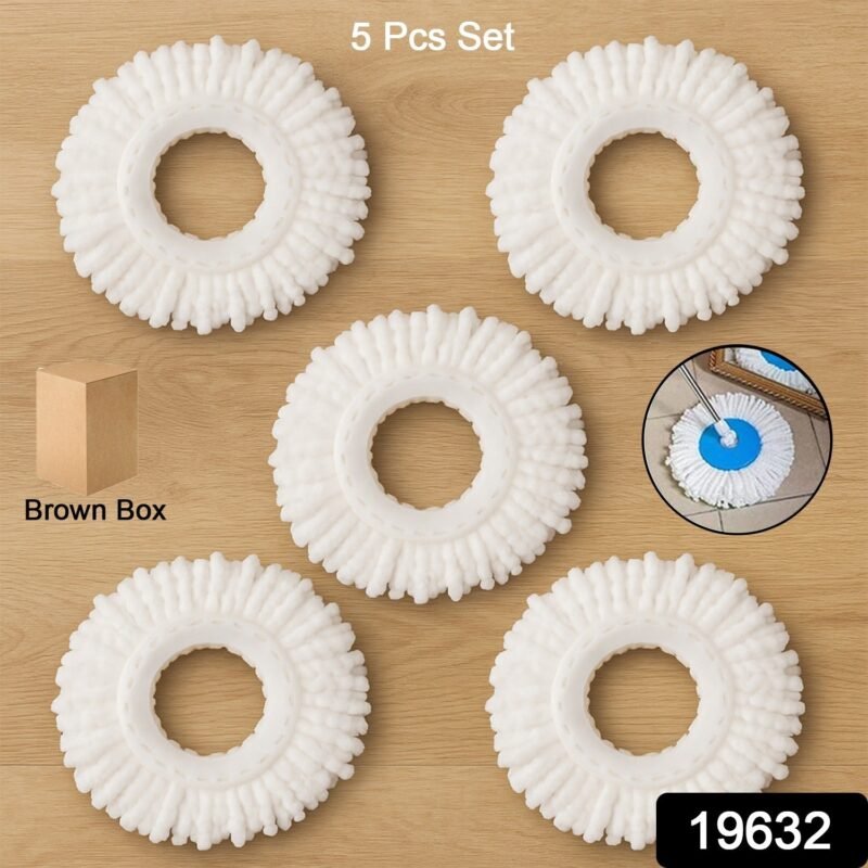 2cea02f7-fd01-4f95-89be-df0074373dc4.jpg Microfiber Spin Mop Refill Head – 360° Rotating 5 Pack for Efficient Cleaning