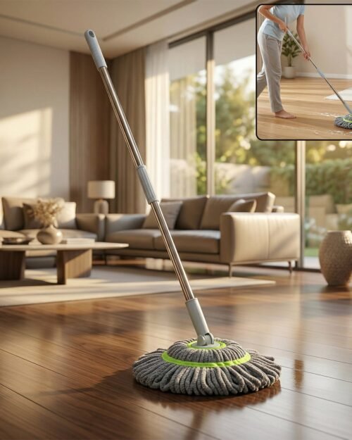 360° Spin Mop – Adjustable Handle & Microfiber Head for Effortless Cleaning