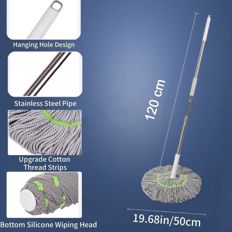 2in1Self-WringingTwistSqueezeMopStick-size.jpg 360° Spin Mop – Adjustable Handle & Microfiber Head for Effortless Cleaning