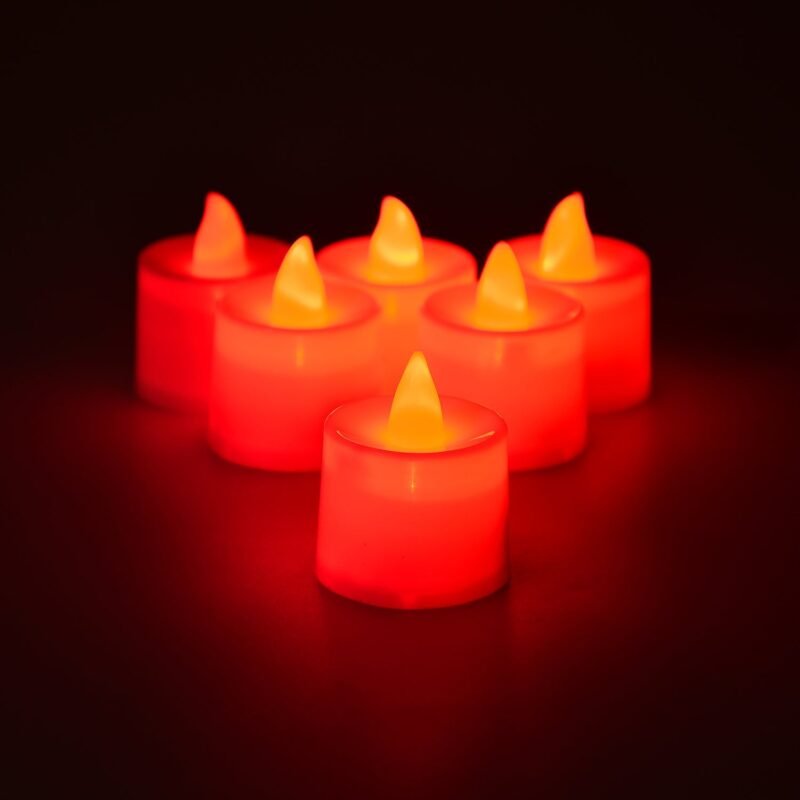 Red LED Flameless Tealight Candles – Safe & Smokeless Ambiance