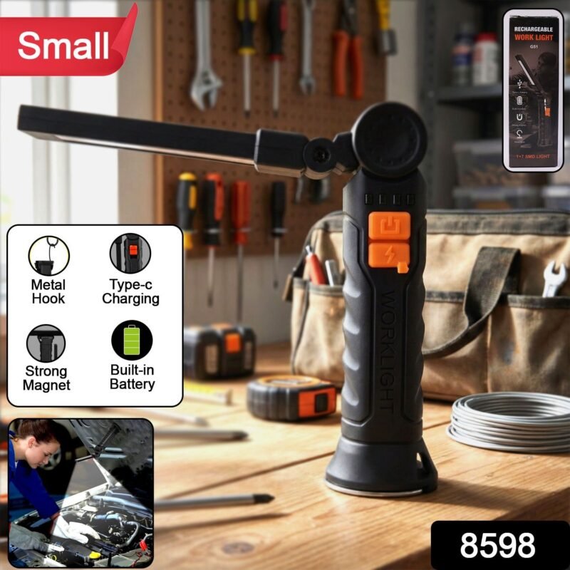 Rechargeable LED Work Light – Compact with Adjustable Arm & Magnetic Base
