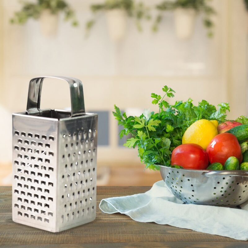 Stainless Steel 4-in-1 Compact Grater & Slicer – Durable Kitchen Tool