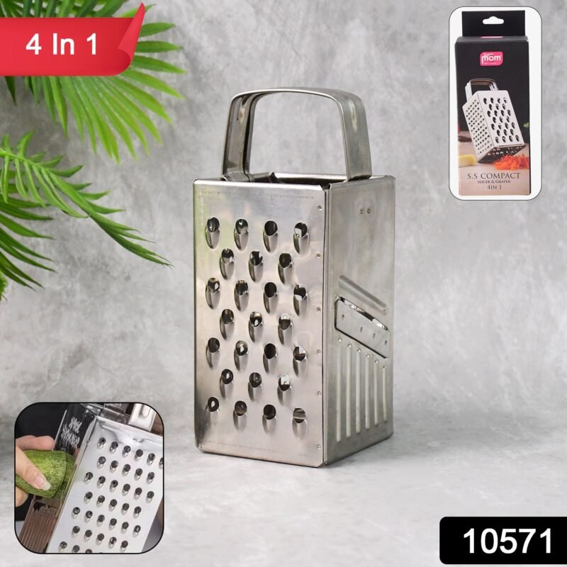 Stainless Steel 4-in-1 Compact Grater & Slicer – Durable Kitchen Tool