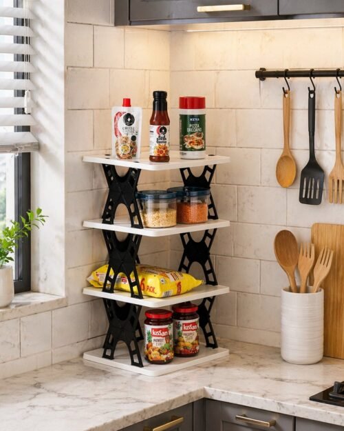 Multipurpose Foldable 4 Layer Storage Rack � Space Saving Organizer