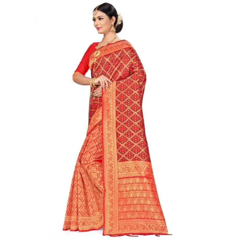 49730797997_180a3c83ea_o_d-1000x1000-1.webp Generic Women's Banarasi silk Saree with Blouse (Red,black, 5-6mtr)