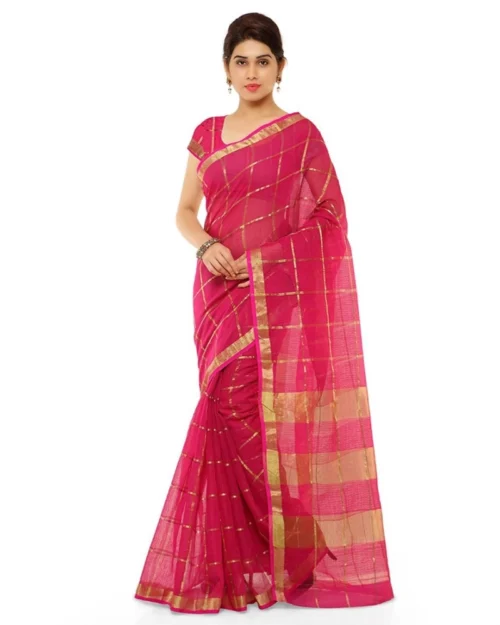 50802864666_c214911918_o_d-1000x1000-1.webp Generic Women's Kota Doria Cotton Saree With Blouse (Rani,6-3 Mtrs)