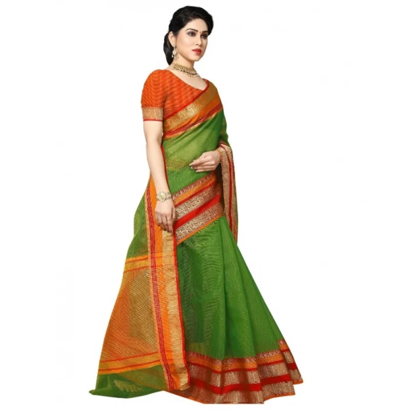 51339821637_aff25d9c3c_o_d-1000x1000-1.webp Generic Women's Kota Doria Cotton Border Saree With Blouse (Green, 5-6 Mtrs)
