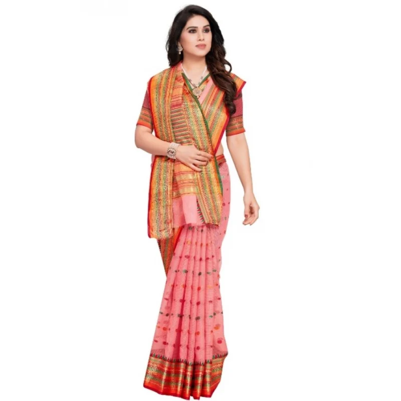 51340759083_baf7f3b2ba_o_d-1000x1000-1.webp Generic Women's Kota Doria Cotton Woven Butta Saree With Blouse (Pink, 5-6 Mtrs)