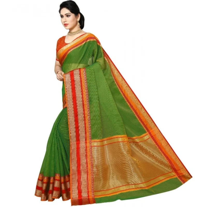 51341284914_c45974ee6d_o_d-1000x1000-1.webp Generic Women's Kota Doria Cotton Border Saree With Blouse (Green, 5-6 Mtrs)
