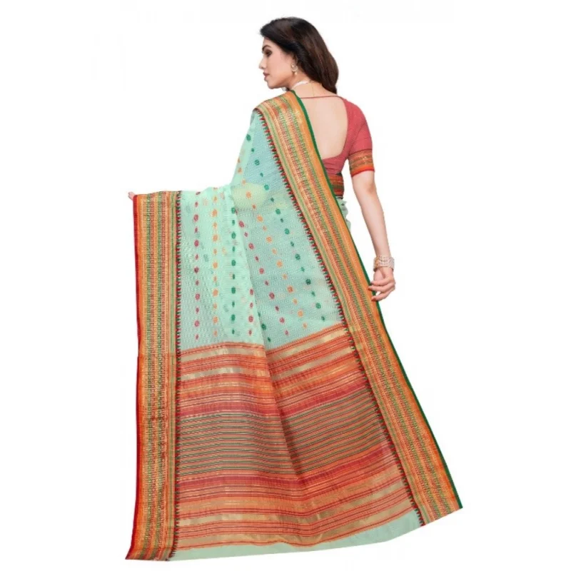 51341544225_e91576f23e_o_d-1000x1000-1.webp Generic Women's Kota Doria Cotton Woven Butta Saree With Blouse (Pista, 5-6 Mtrs)