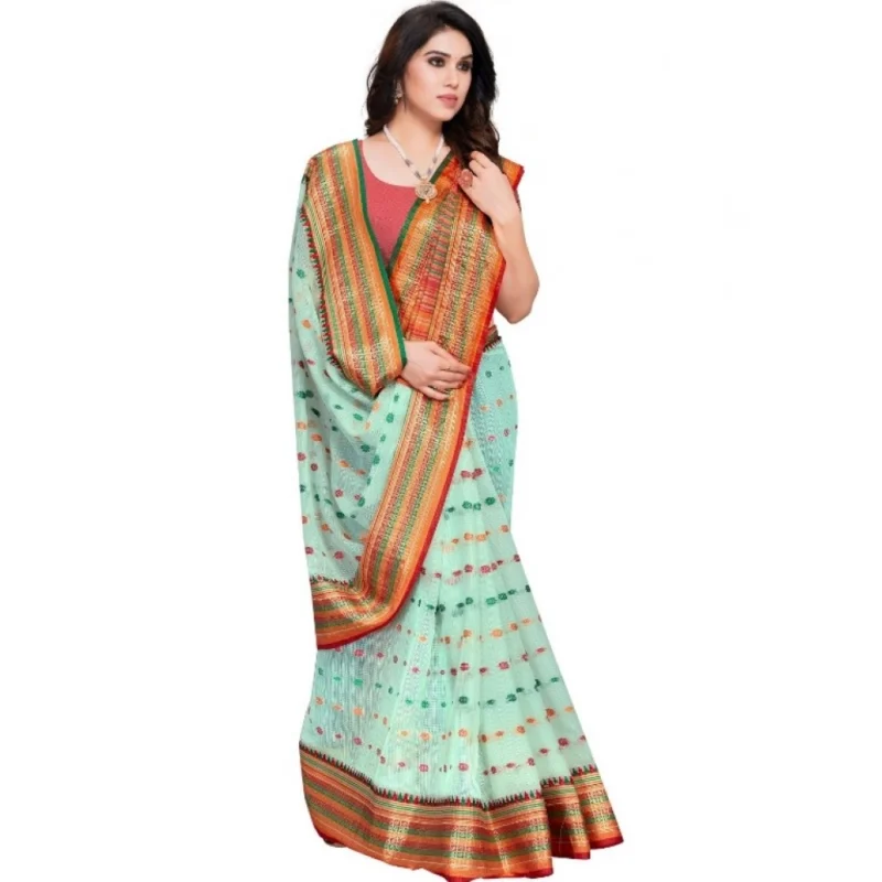 51341544250_f6b6036d97_o_d-1000x1000-1.webp Generic Women's Kota Doria Cotton Woven Butta Saree With Blouse (Pista, 5-6 Mtrs)